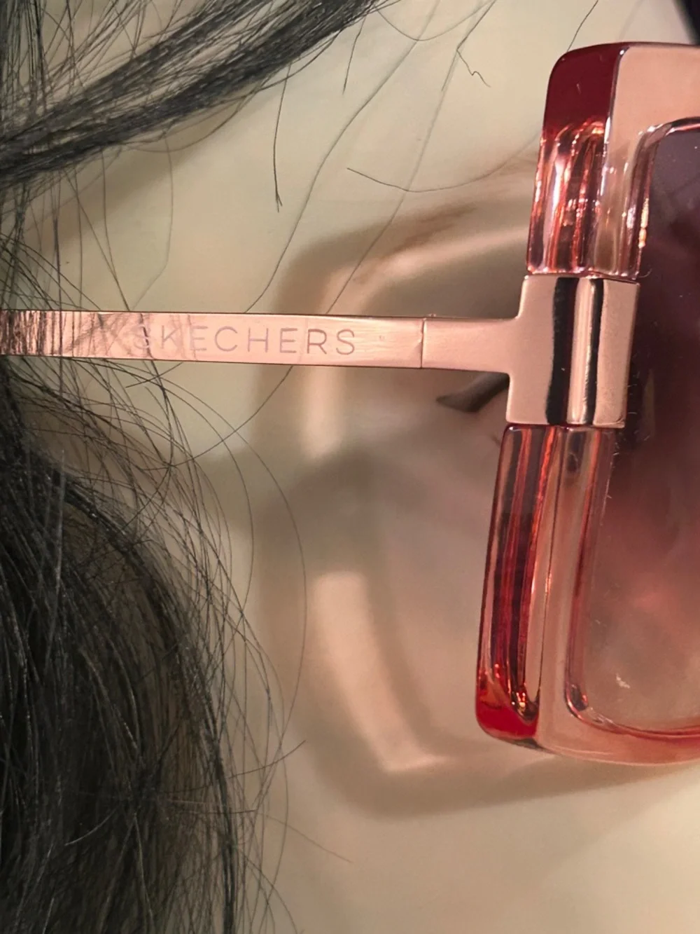 Skechers Translucent Pink Oversized Square Sunglasses